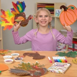 Colorations® Decorate Your Own Fall Craft Kit - Leaves, Pumpkin, Turkey (Set of 72)