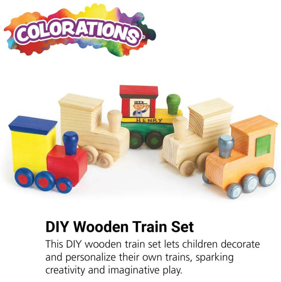 Colorations® Decorate Your Own Wooden Trains - Set of 12
