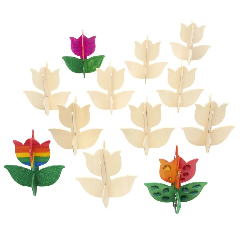 Colorations® Decorate Your Own 3D Wooden Tulip - Set of 12