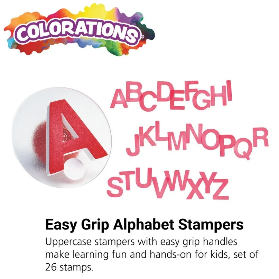 Colorations® Easy-Grip Stampers, Uppercase Alphabet - Set of 26