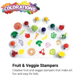 Colorations® Easy-Grip Stampers, Fruit & Vegetable - Set of 14