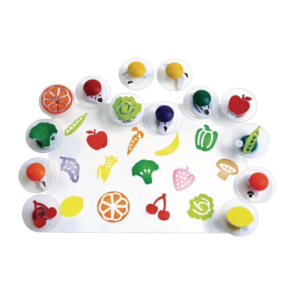 Colorations® Easy-Grip Stampers, Fruit & Vegetable - Set of 14