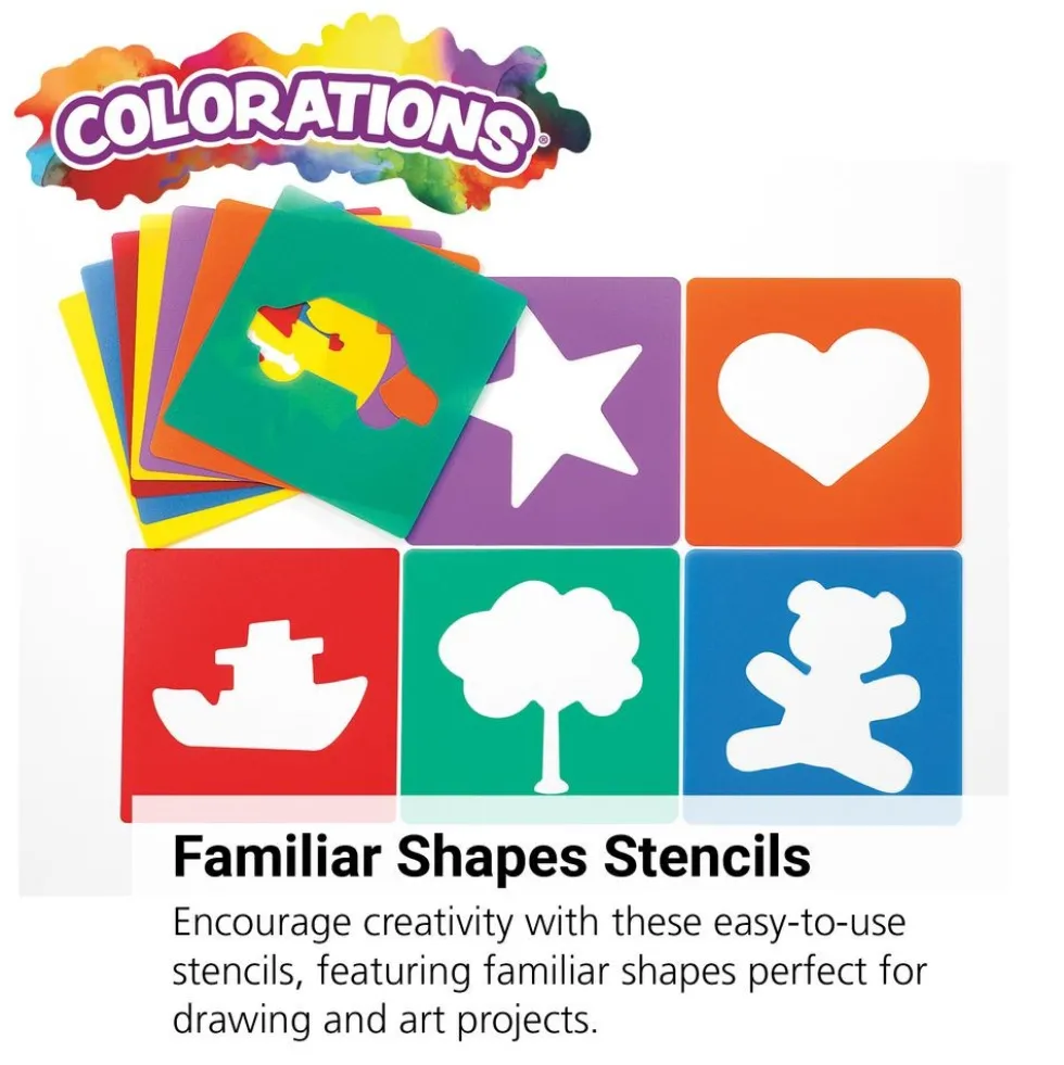 Colorations® Familiar Shapes Stencils, 8" - Set of 12