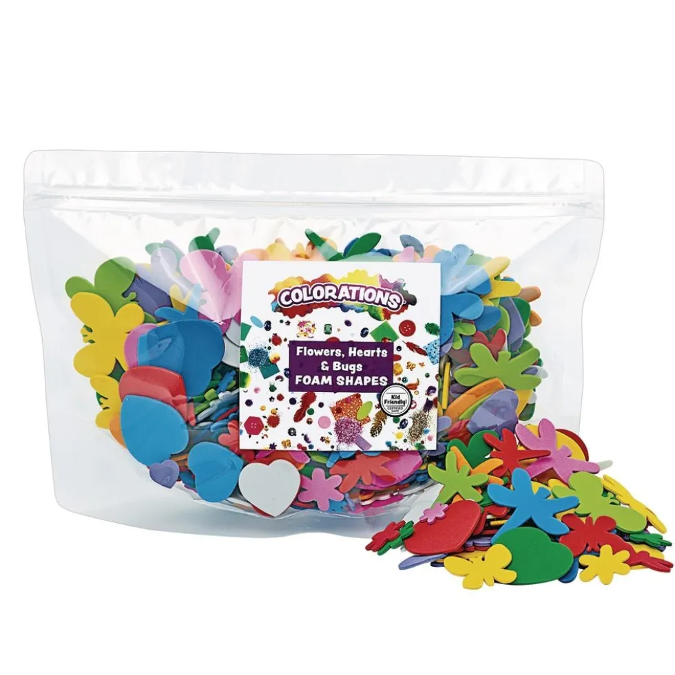 Colorations® Flowers, Hearts & Bug Foam Shapes - 500 Pieces
