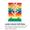Colorations® Jumbo Colored Wood Craft Sticks - 500 Pieces