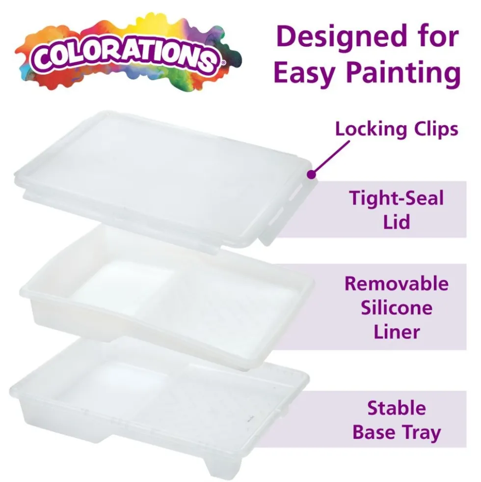 Colorations® Long Handle Pattern Rollers & Reusable Paint Tray Kit
