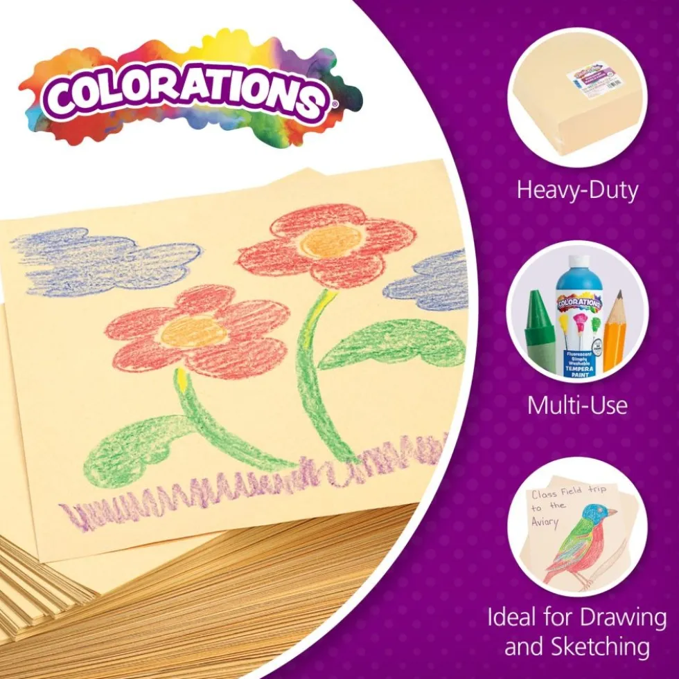 Colorations® Manila Paper, 9" x 12", made from 50lb stock, 500 Sheets