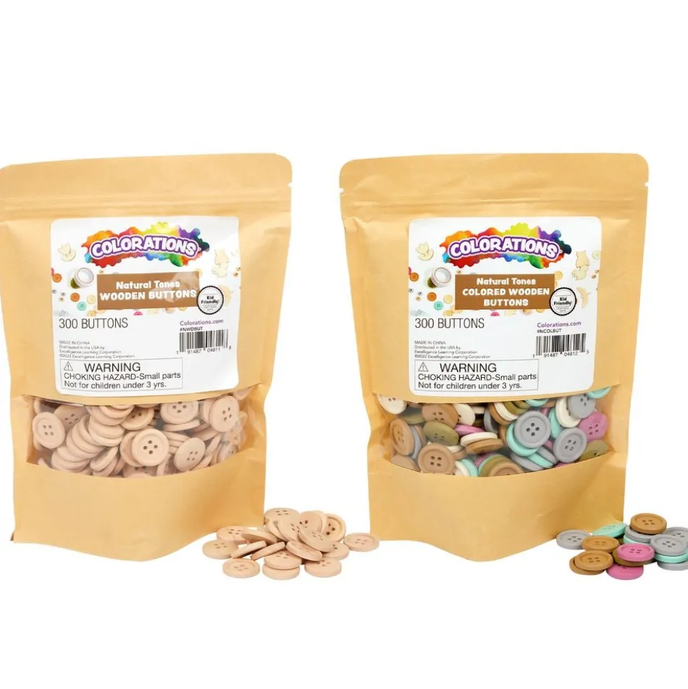 Colorations® Natural & Boho Wood Buttons - 1lb, 600 pc