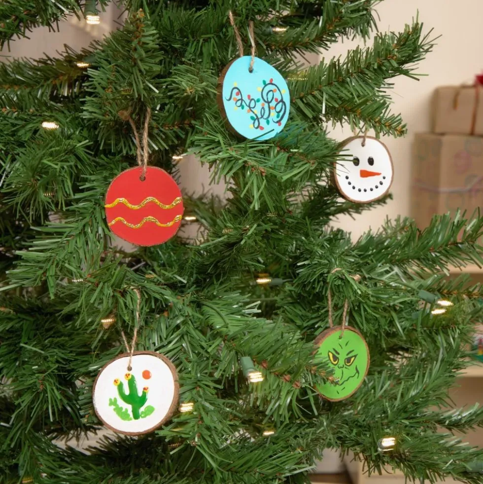 Colorations® Painted Wood Slice Ornament Kit - Makes 24 Crafts