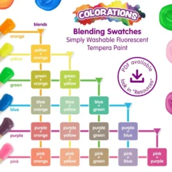 Colorations® Paraben-Free Fluorescent Simply Washable Tempera Paint- Set of 6, 8 oz. each
