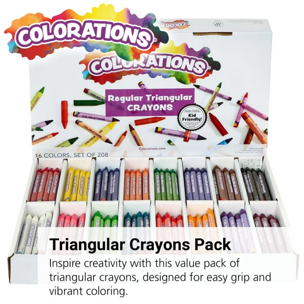 Colorations® Regular Size Triangular Crayons Value Pack - Set of 208