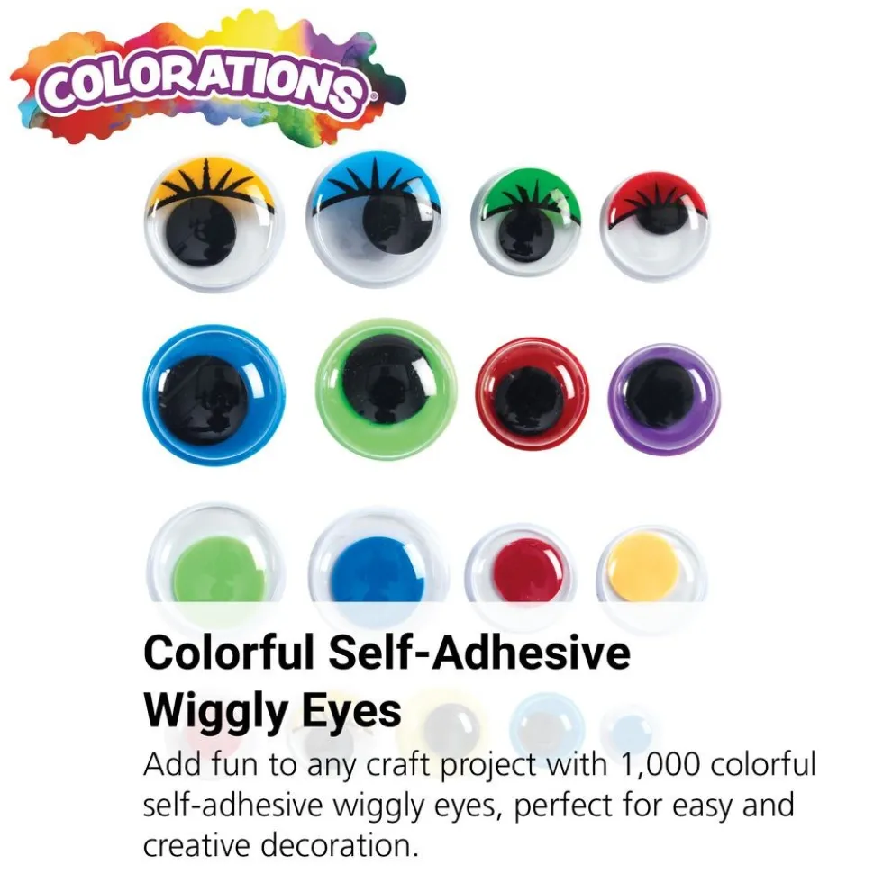 Colorations® Self Adhesive Color Wiggly Eyes - Set of 1000
