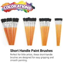 Colorations® Short Handle Wooden Easel Paint Brushes - Set of 24