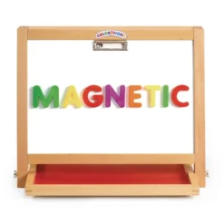 Colorations® Tabletop Easel featuring magnetic dry erase board, chalkboard and clips to hold paper