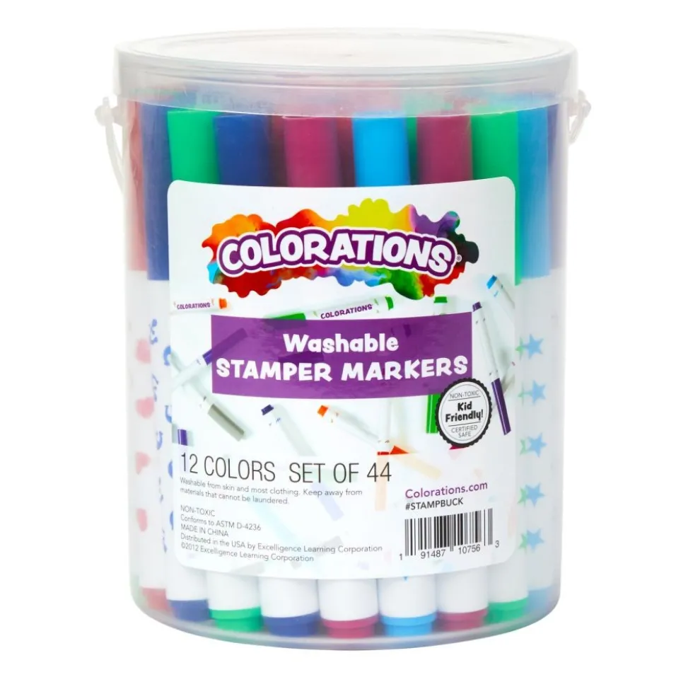 Colorations® Washable Marker Stamper Bucket - 44 Pieces