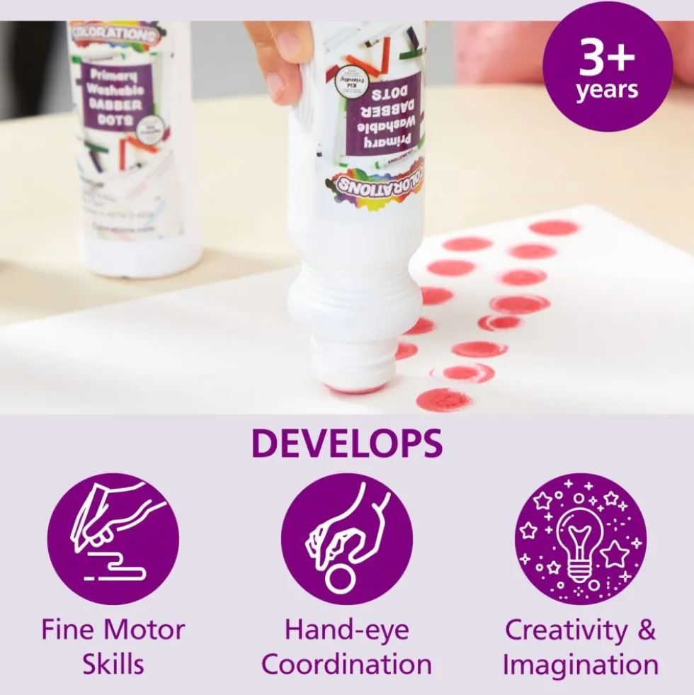 Colorations® Washable Primary Dabber Dots - Set of 8