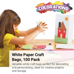 Colorations® White Paper Craft Bags - Set of 100
