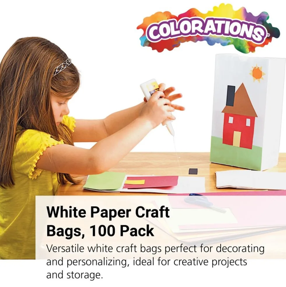 Colorations® White Paper Craft Bags - Set of 100