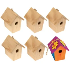 Colorations® Wooden Birdhouses - Set of 6