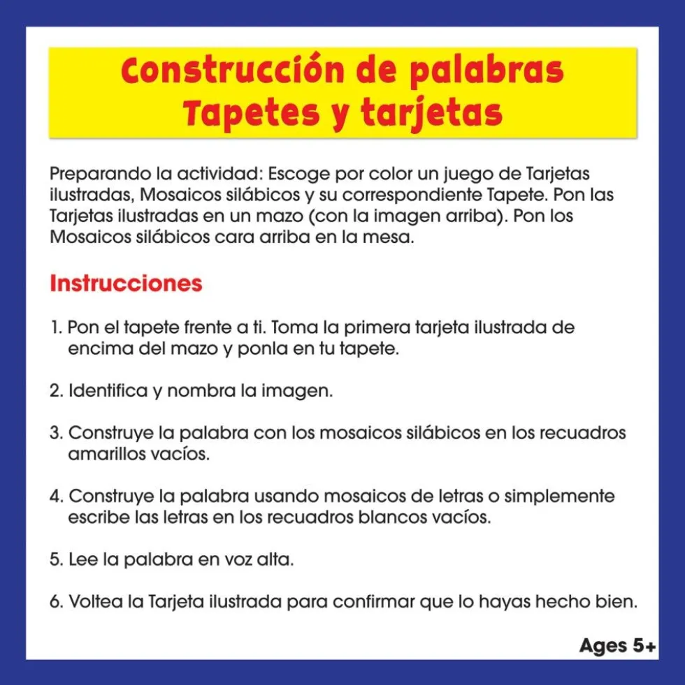 Construcción de palabras Tapetes y tarjetas (Spanish Word Building Mats And Cards) - 1 multi-item kit