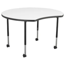 46" Crescent Dry-Erase Adjustable Activity Table with Mobile Legs