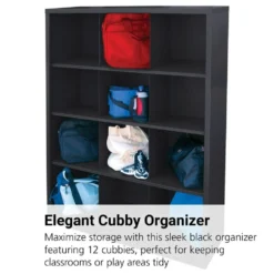 Cubbie Storage Organizer - 12 Cubbies - Black