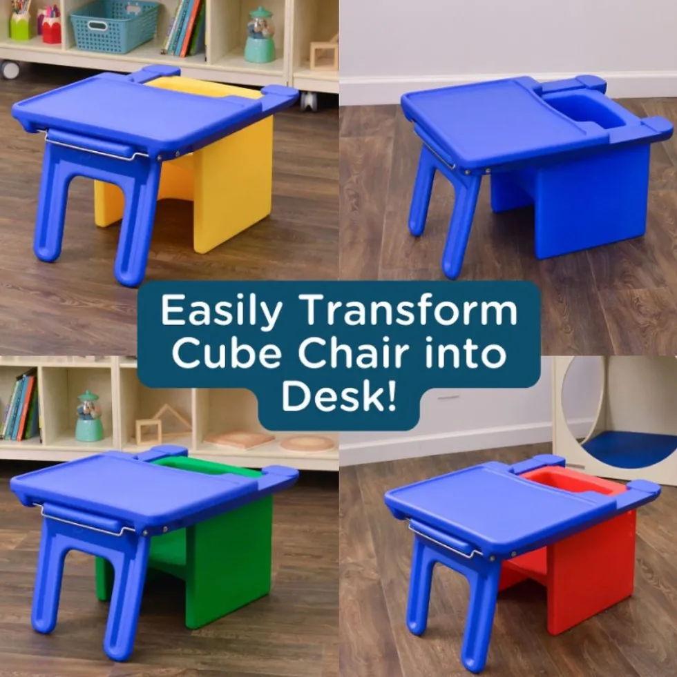 Cube Chair with Tray - Yellow