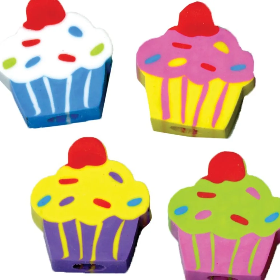 Cupcake Birthday Pencils And Erasers Kit - 12 pencils