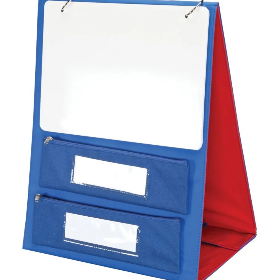 Desktop Stand With Flip Magnetic Boards And Storage Pockets - 1 stand, 3 boards