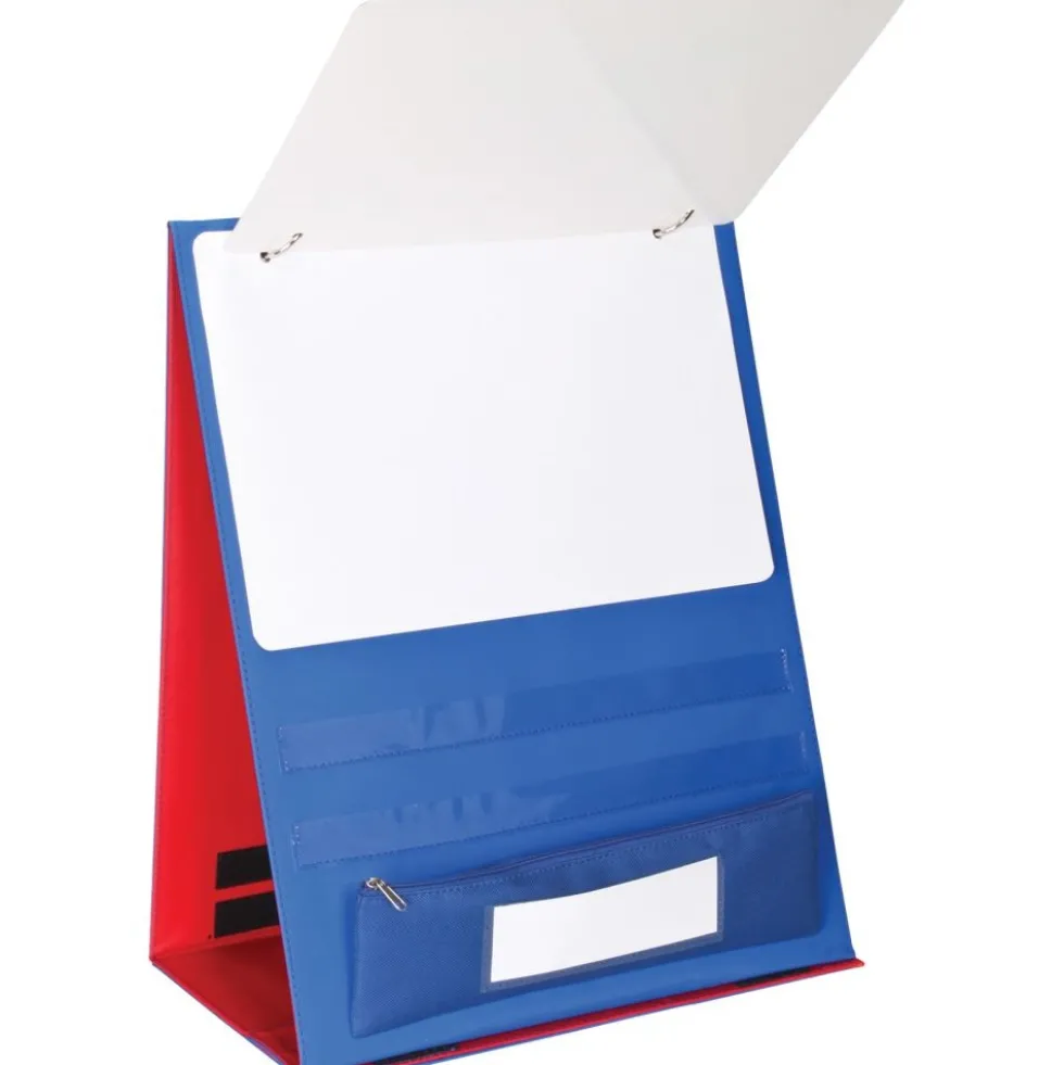 Desktop Stand With Flip Magnetic Boards And Storage Pockets - 1 stand, 3 boards