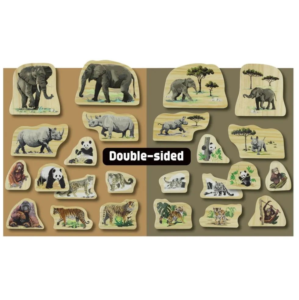 Endangered Animal Families Wood Characters - 12pcs