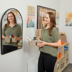 Environments® Arched Wall Hanging Acrylic Mirror with Wood Frame - Black