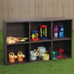 Environments® Indoor-Outdoor Wicker-Look Storage Shelf with 6 Cubbies