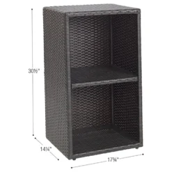 Environments® Indoor/Outdoor Wicker Side Table with Wicker Shelf