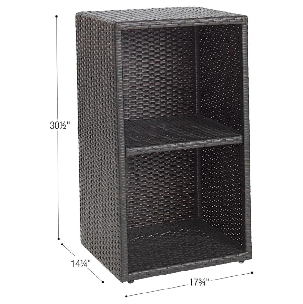 Environments® Indoor/Outdoor Wicker Side Table with Wicker Shelf