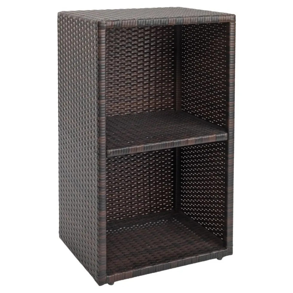 Environments® Indoor/Outdoor Wicker Side Table with Wicker Shelf