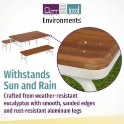 Environments® Outdoor Aluminum Picnic Benches - Set of 2