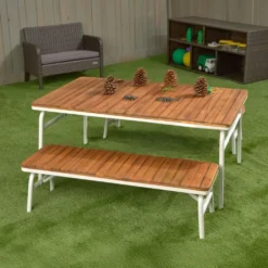 Environments® Outdoor Aluminum Picnic Table & 2 Benches