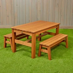Environments® Outdoor Farm Table and Bench Set