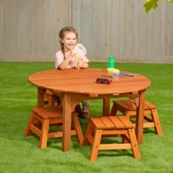 Environments® Outdoor Round Table and Stool Set