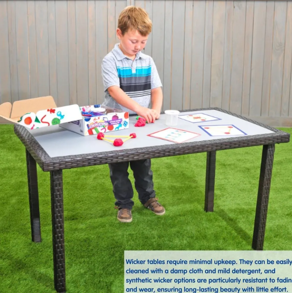 Environments® Outdoor Smooth Top Wicker Table -26" (School Age Height)