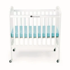 Environments® White Compact Adjustable Clear View Crib with Mattress