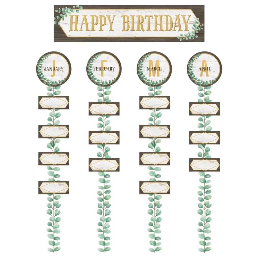 Eucalyptus Happy Birthday Bulletin Board - 70 Pieces