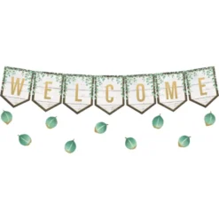 Eucalyptus Pennants Welcome Bulletin Board - 53 Pieces