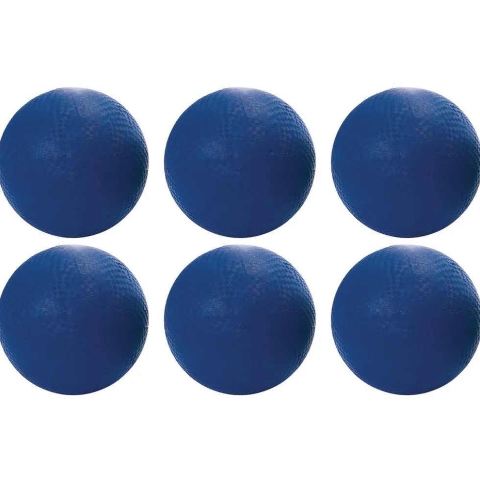 Excellerations® 10" Blue Best Quality Rubber Playground Balls - Set of 6