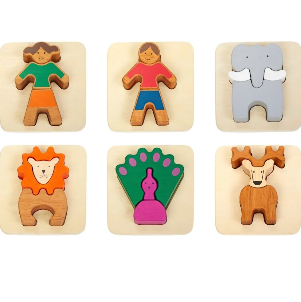 Excellerations® Chunky Wood Animal Puzzles, Set of 6