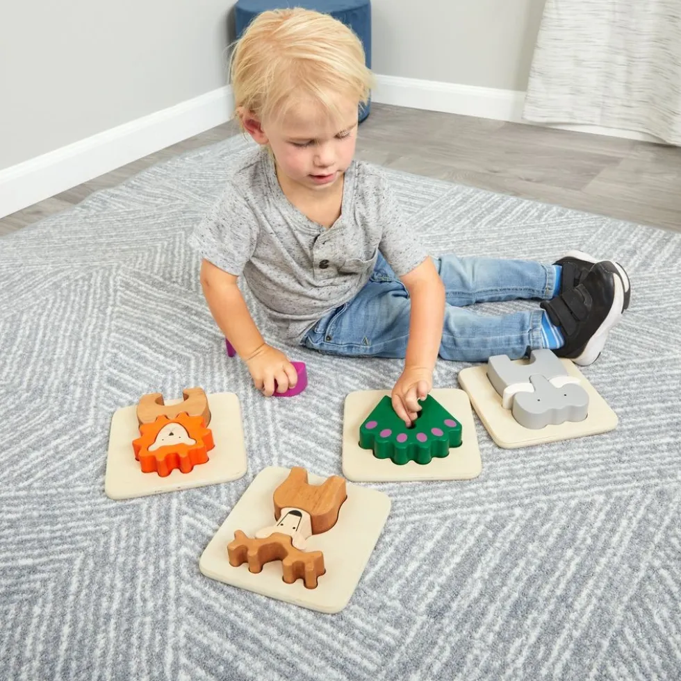 Excellerations® Chunky Wood Animal Puzzles, Set of 6