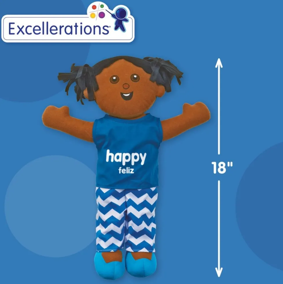 Excellerations® 18" Emotions Dolls Bilingual - Mad, Scared, Sad, Happy - Set of 4