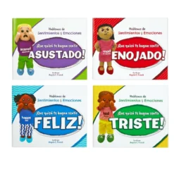Excellerations® Emotions Spanish Books, Dolls, and Blocks Mega Kit - 8 books 8 dolls 32 blocks