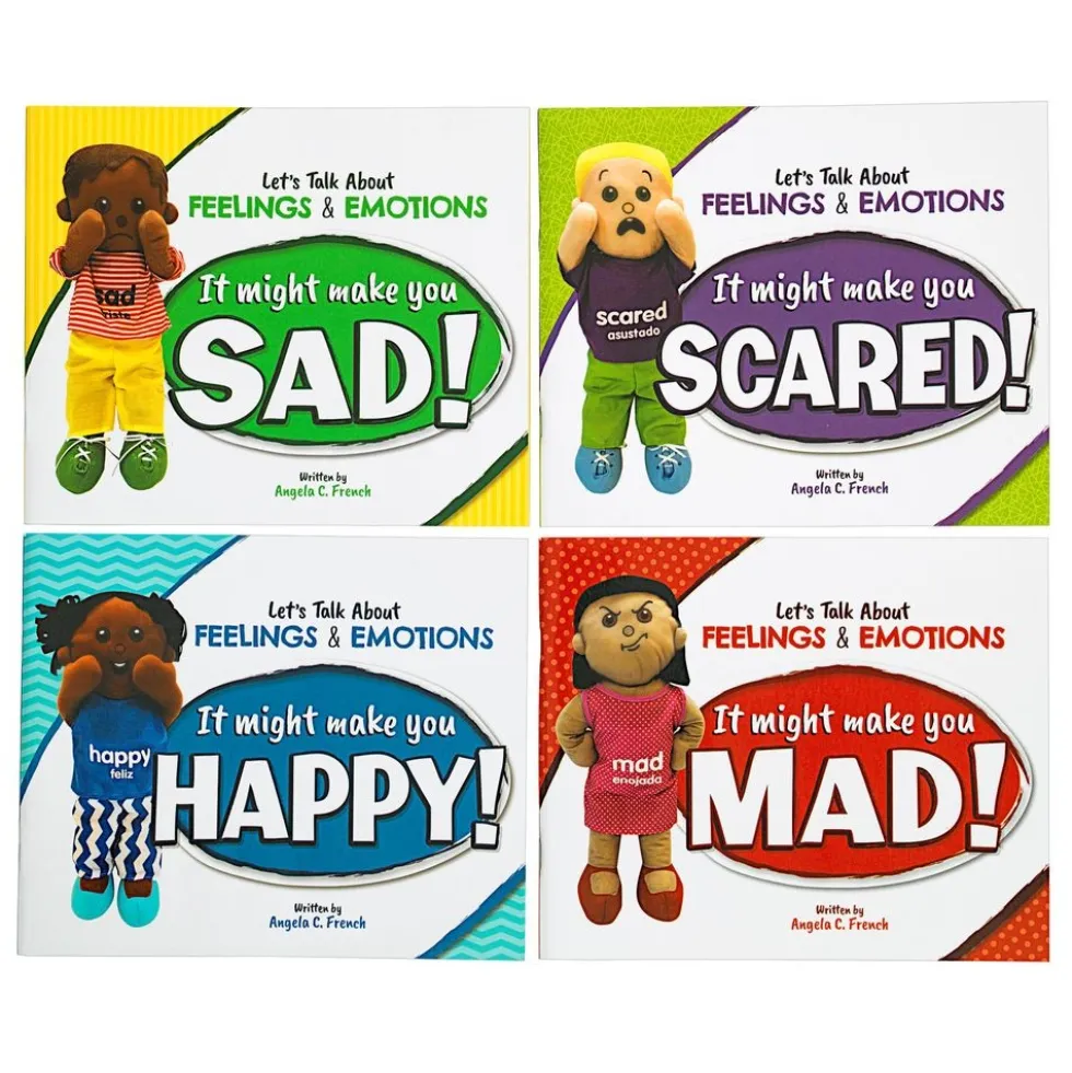 Excellerations® English & Spanish Emotions Books & Dolls Kit 1 - 8 books 4 dolls